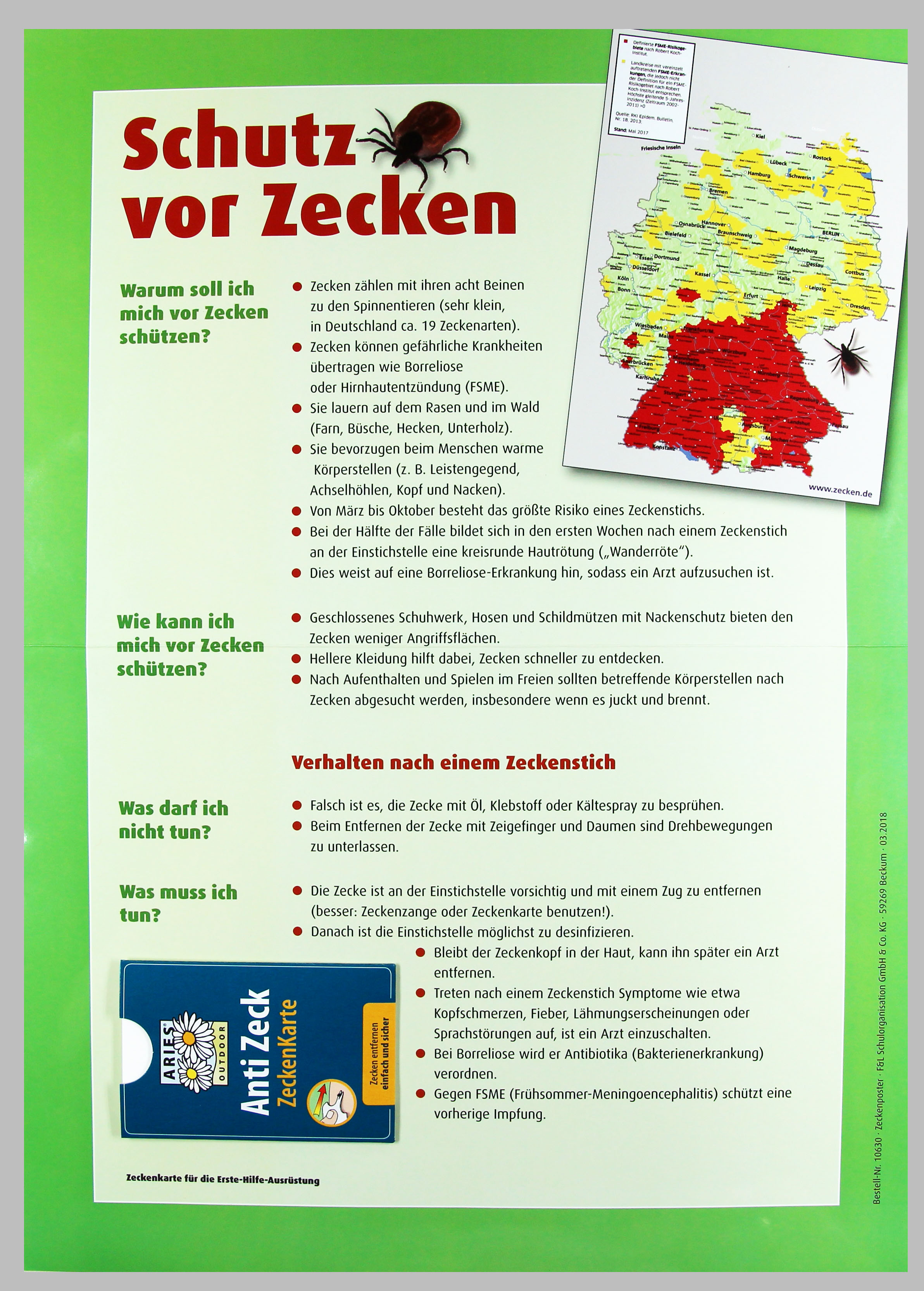 Aushang Schutz vor Zecken Zeckenkarte