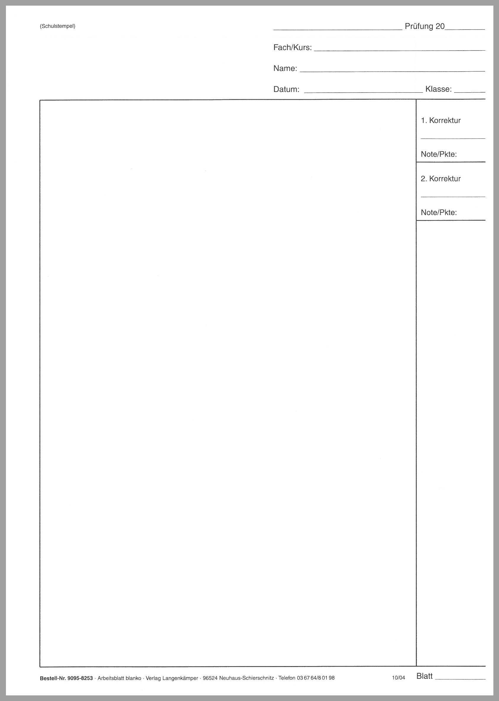 Arbeitsblatt blanko
