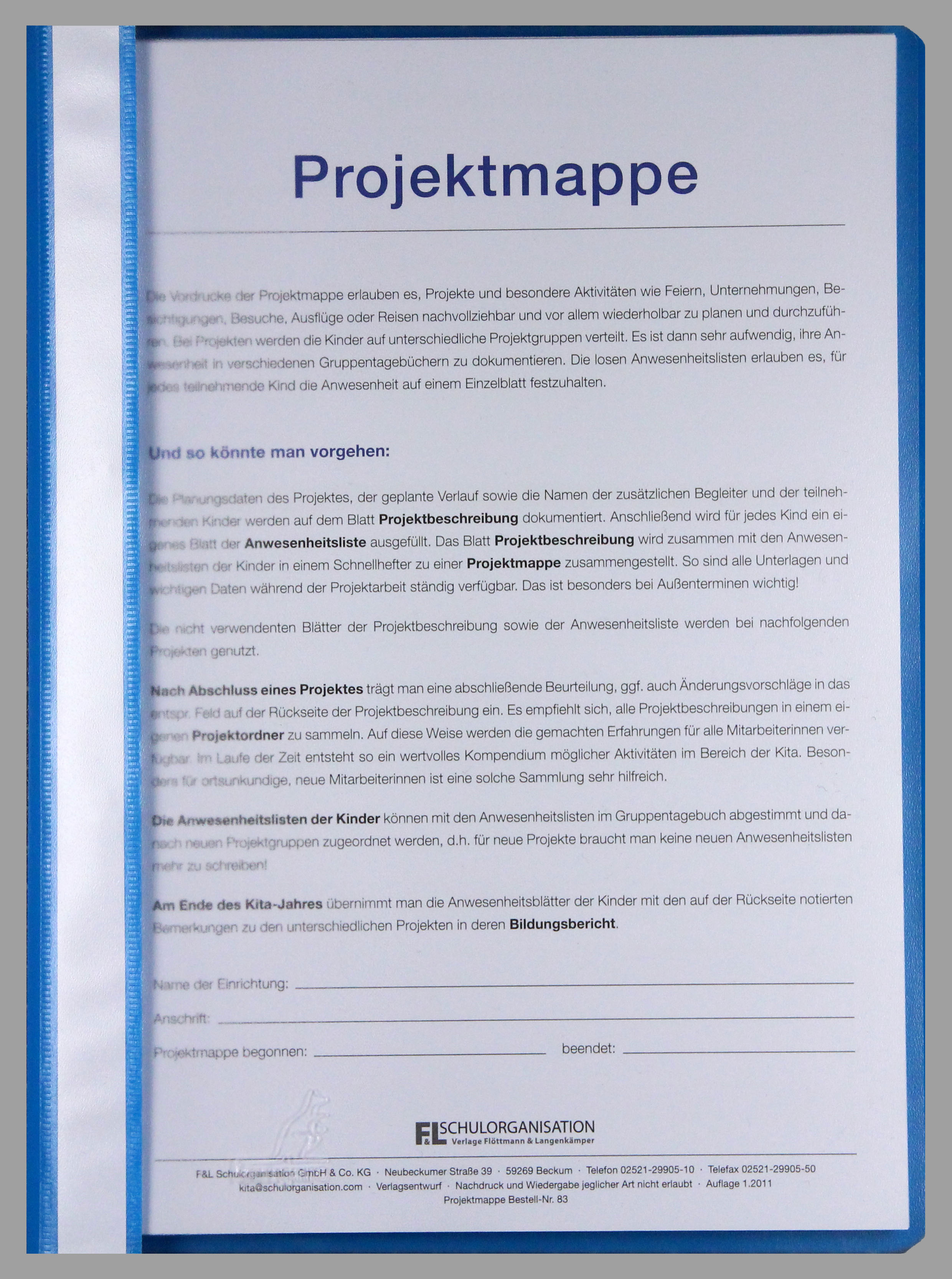 Projektmappe Projektbeschreibung Kita
