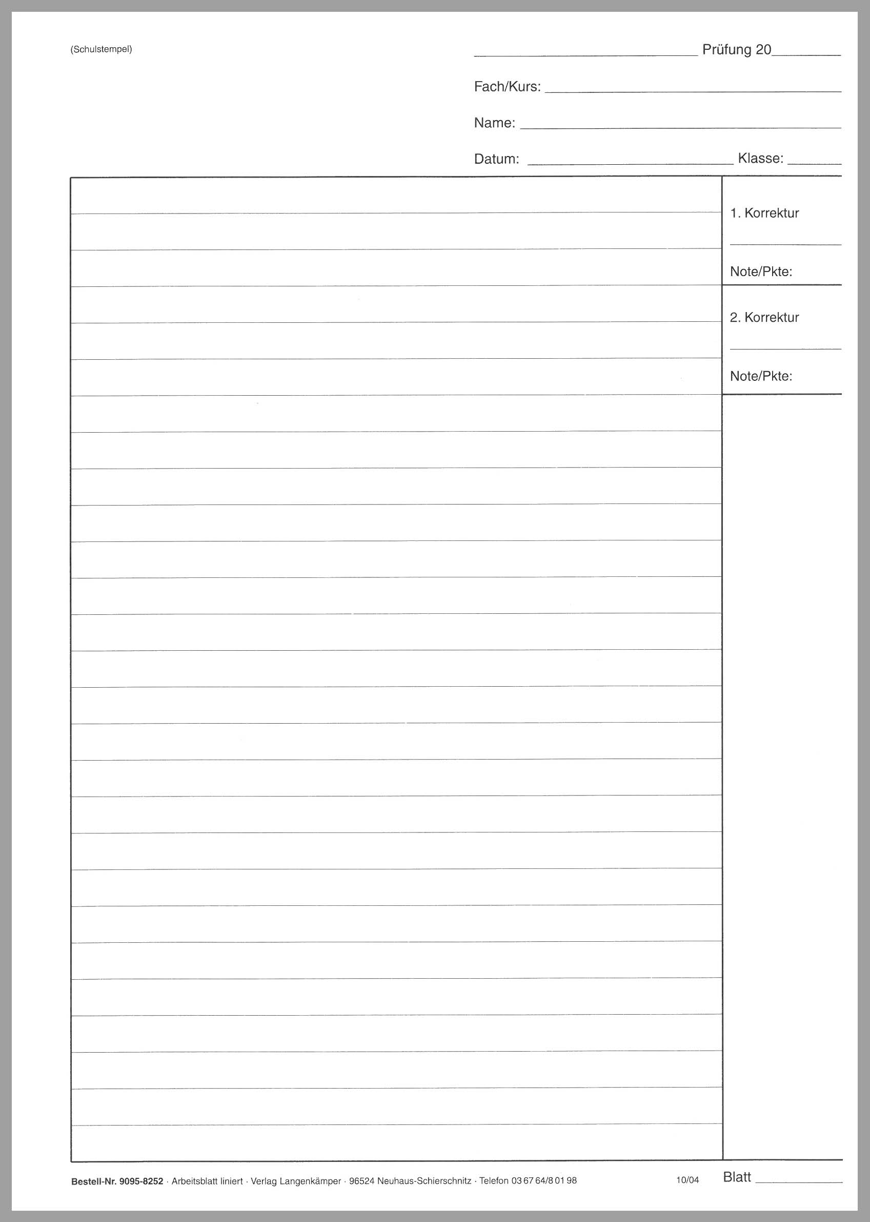 Arbeitsblatt liniert