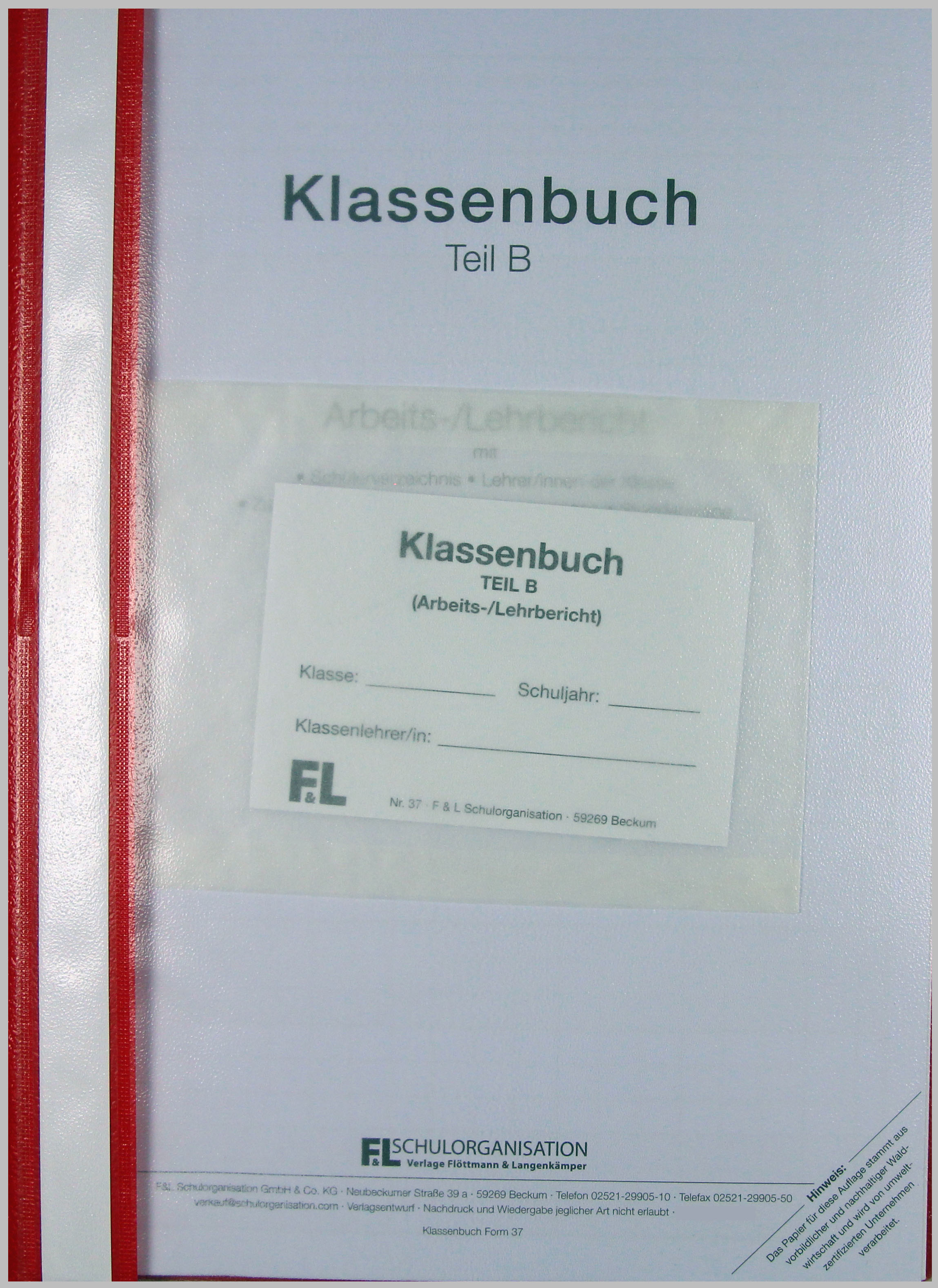 Klassenbuch wochenweise Grundschule NRW Teil B Inhalt